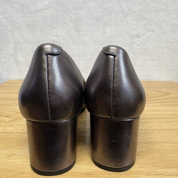 Aerosoles Betsy Mid Heel Pumps Metallic Gunmetal Silver Genuine Leather Size 9 - Picture 3 of 12